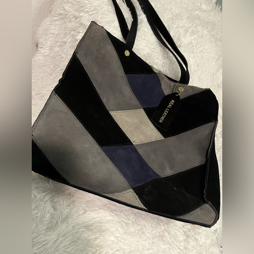 Emma Fox suede patchwork bag